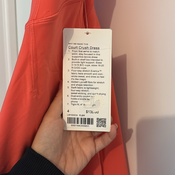 NWT Lululemon court crush dress size 4 - Picture 2 of 5